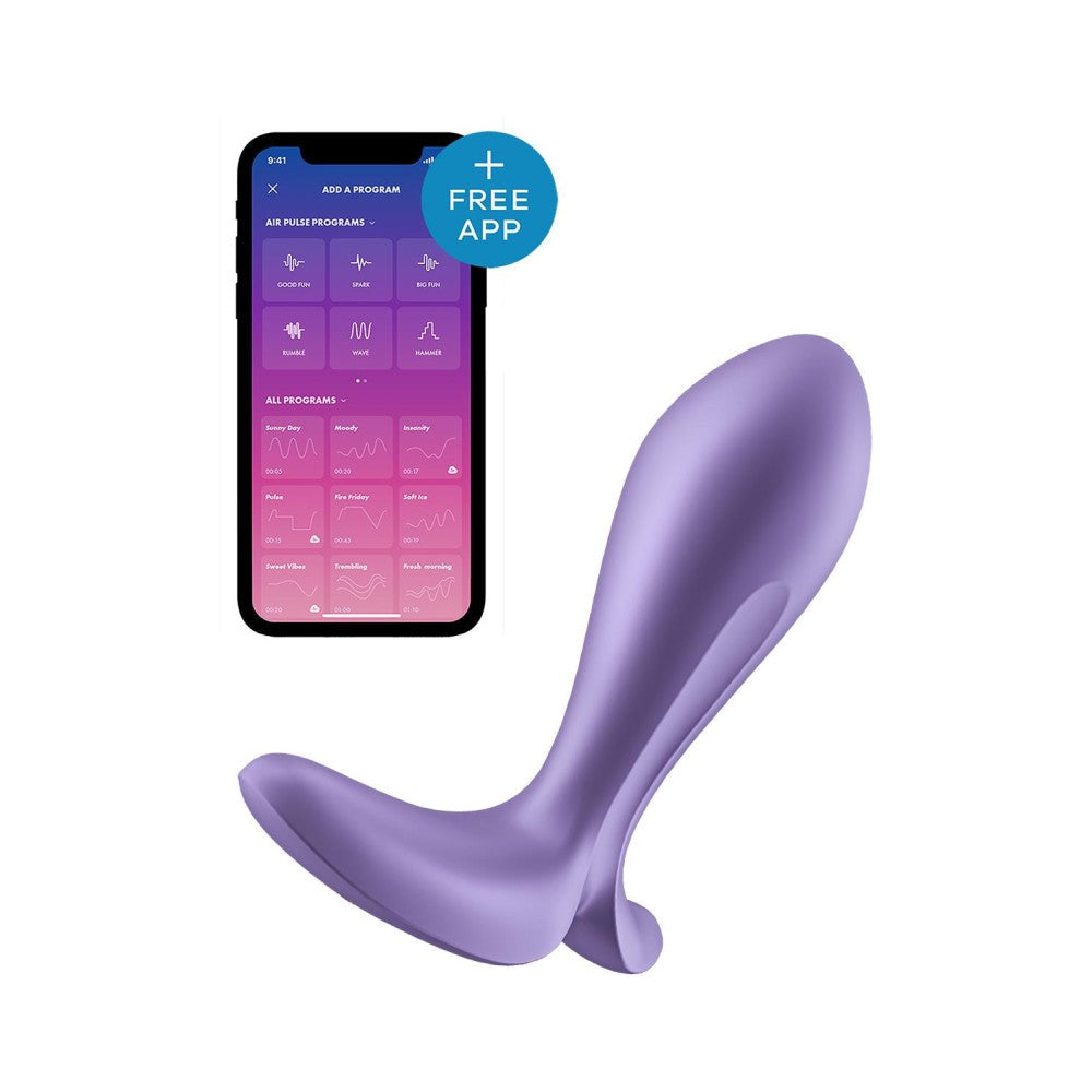 Small Rechargeable Anal Stimulator with App Satisfyer Intensity Plug Purple