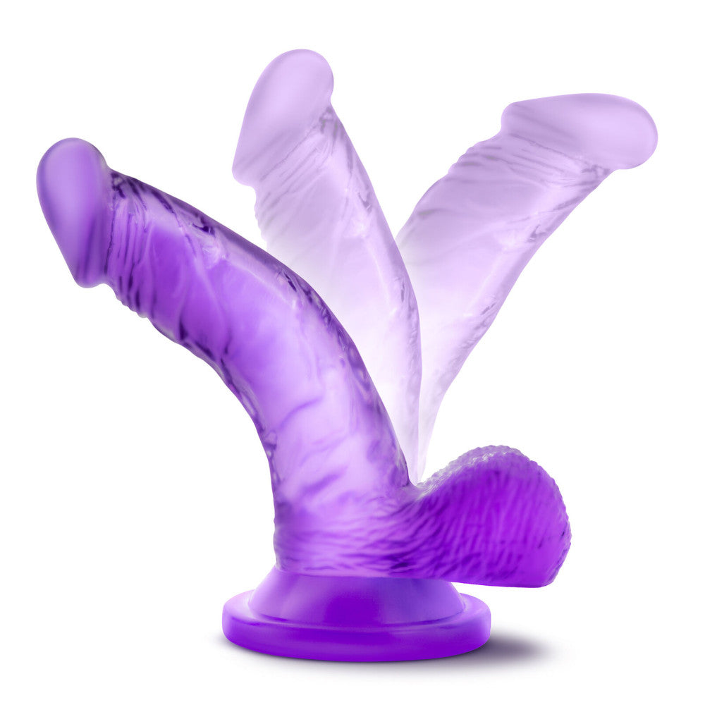 Small dildo with testicles and vacuum base Naturally Yours Mini Cock 4'' purple