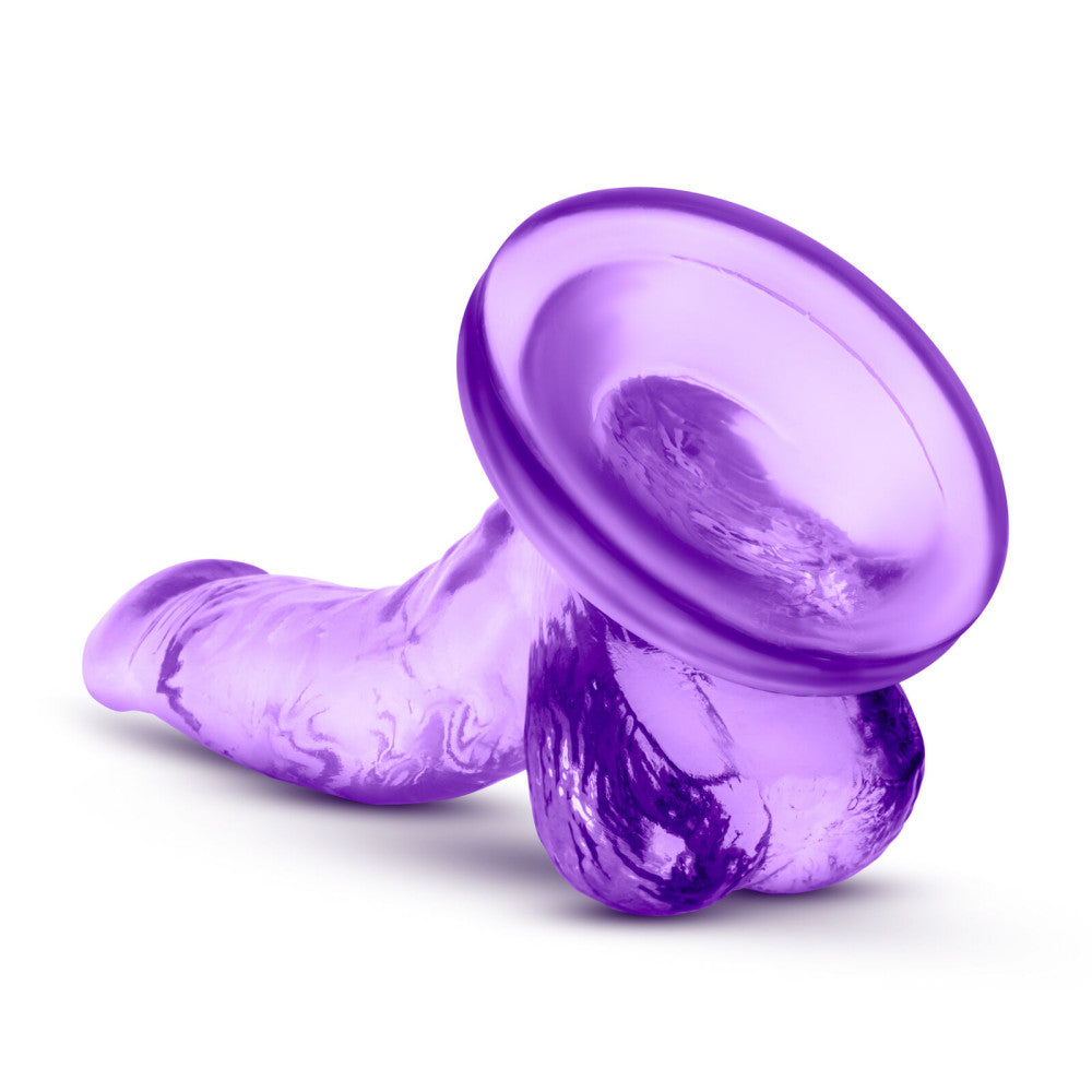 Small dildo with testicles and vacuum base Naturally Yours Mini Cock 4'' purple