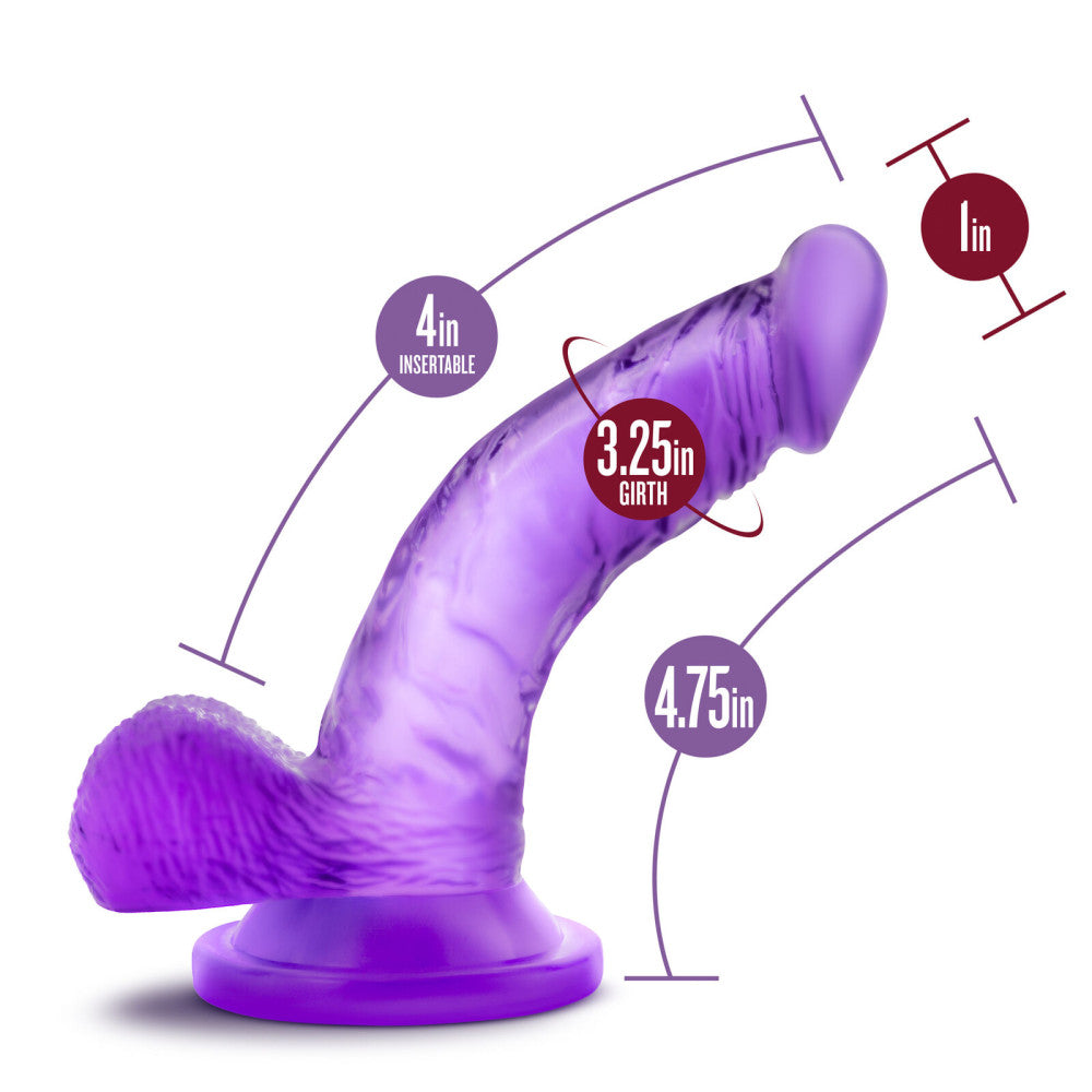 Small dildo with testicles and vacuum base Naturally Yours Mini Cock 4'' purple