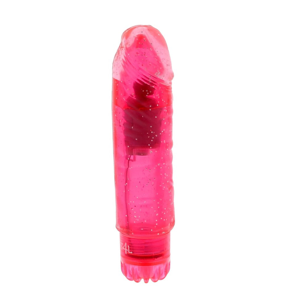 Small jelly vibrator Gleamy Glitter pink