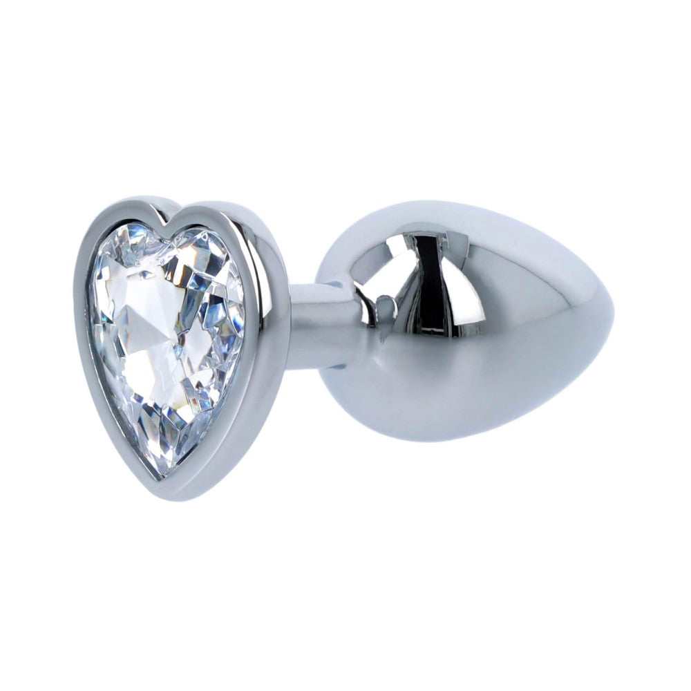 Small metal butt plug jewel with heart crystal T4L S