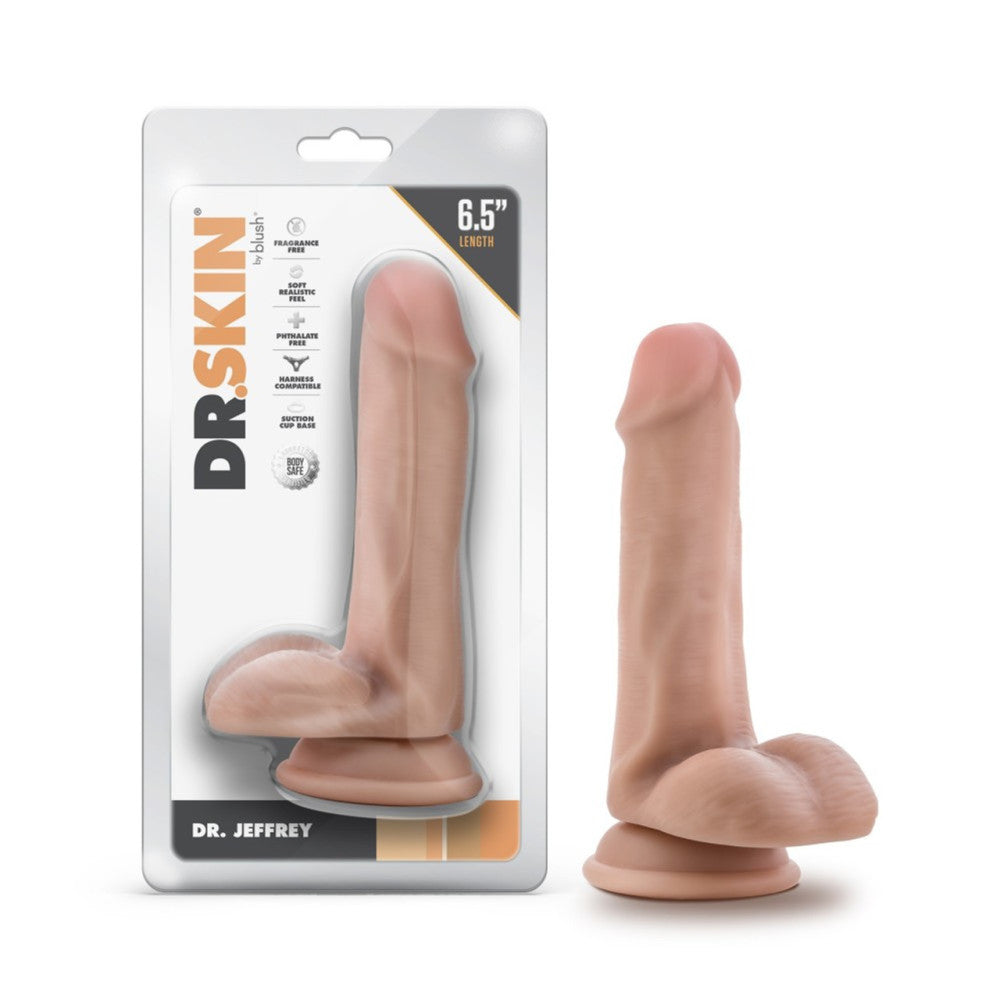 Small realistic dildo with testicles Dr. Jeffrey 6.5" light colour