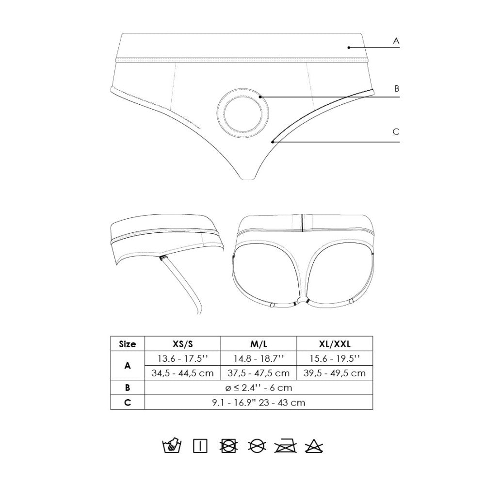 Strap-on Thong with Adjustable O-Ring and Bullet Vibrator Ouch! Black size XL/XXL