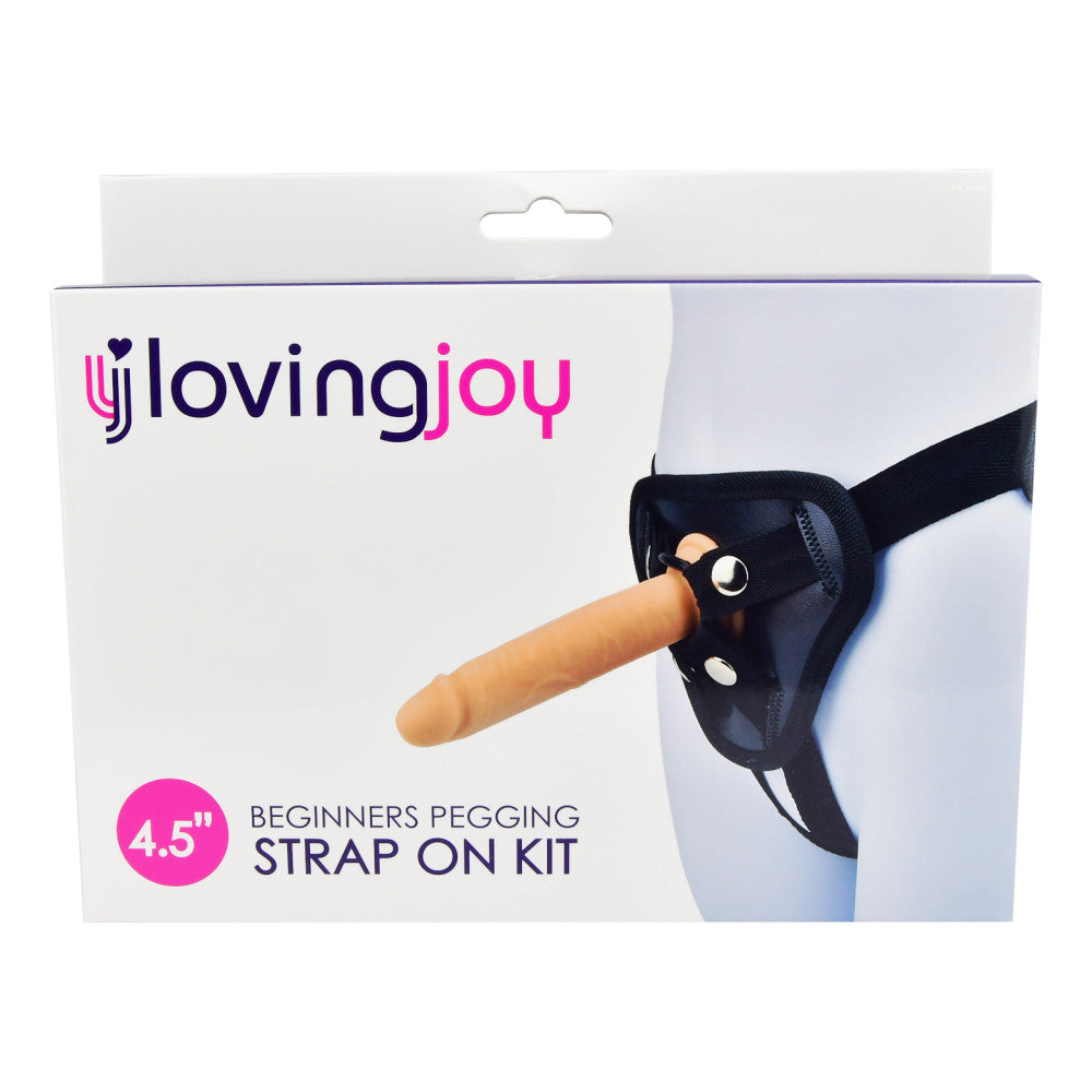 Strap-on belt with a small silicone dildo Beginners Pegging