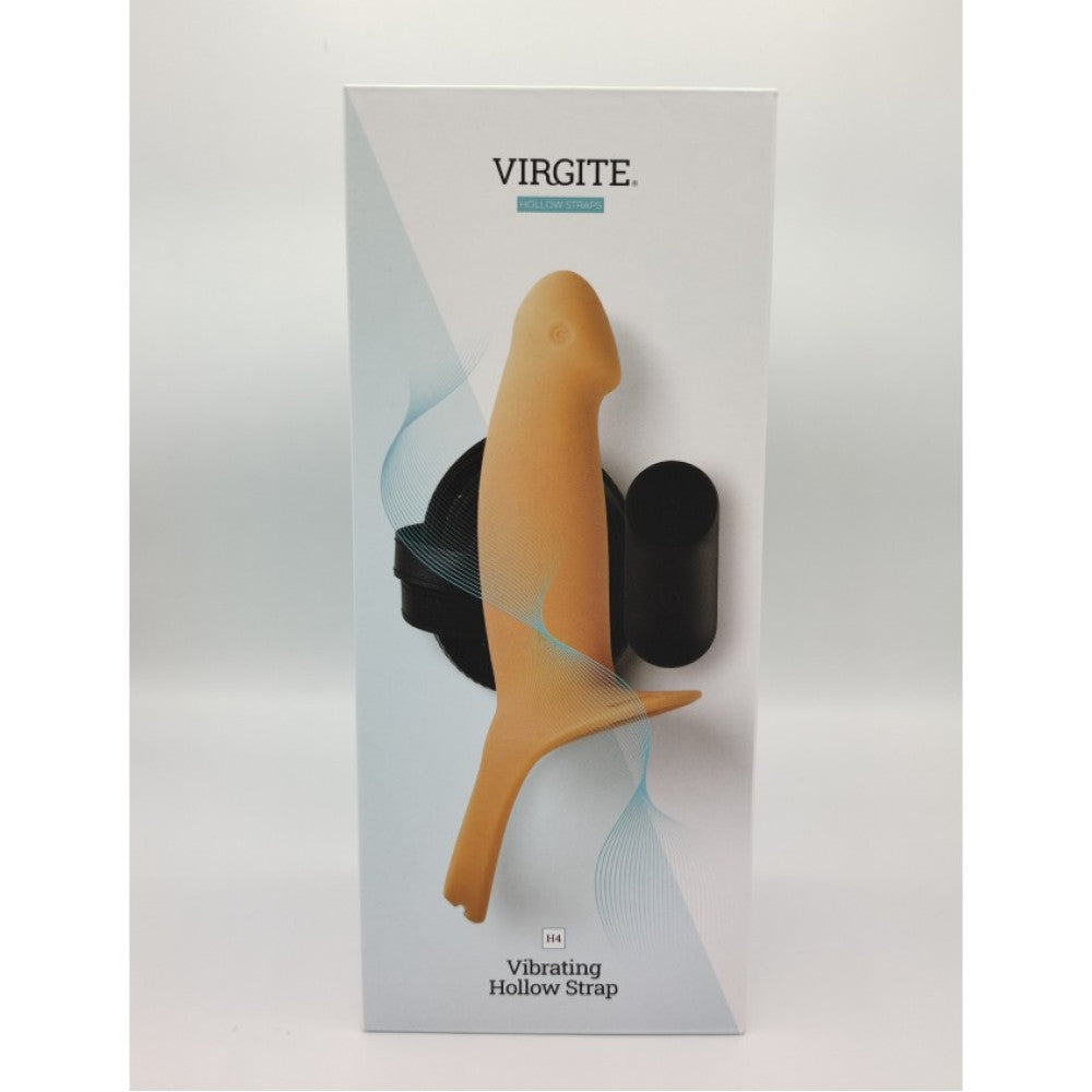 Strap-on belt with hollow vibrating dildo made of silicone Virgite H4