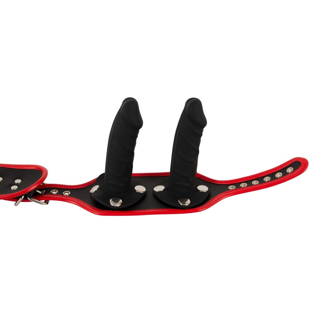 Strap-on belt with three realistic dildos Bad Kitty Dildo Briefs size S/M