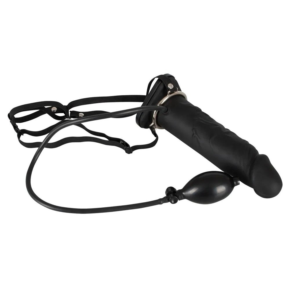 Strap-on with a hollow silicone inflatable dildo Inflatable Strap-on