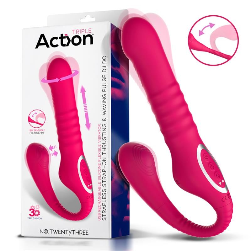 Strapless dildo with back and forth movement Triple Action No. 23