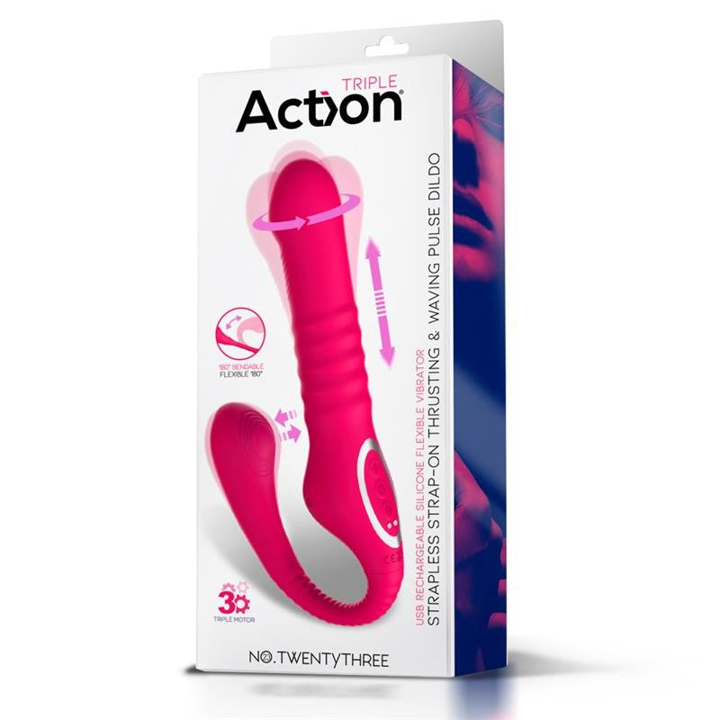 Strapless dildo with back and forth movement Triple Action No. 23