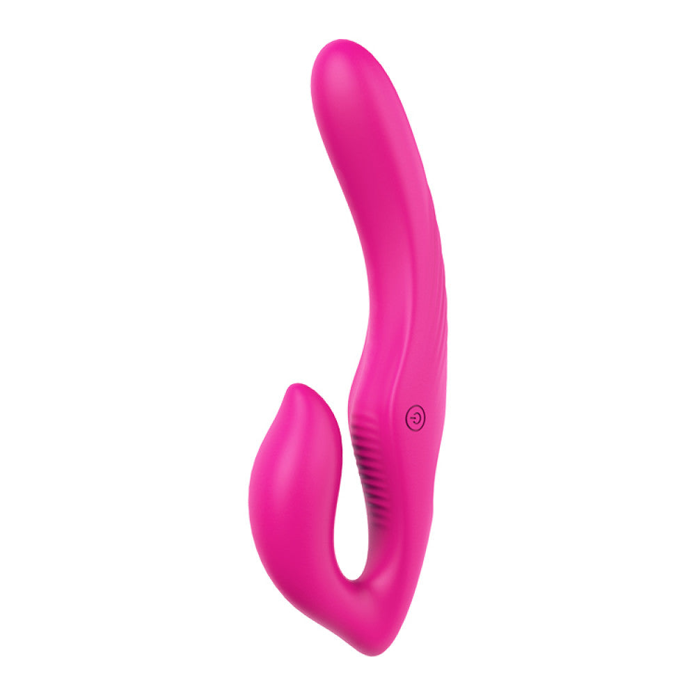 Strapless strap-on with rechargeable vibrating dildo and wireless remote