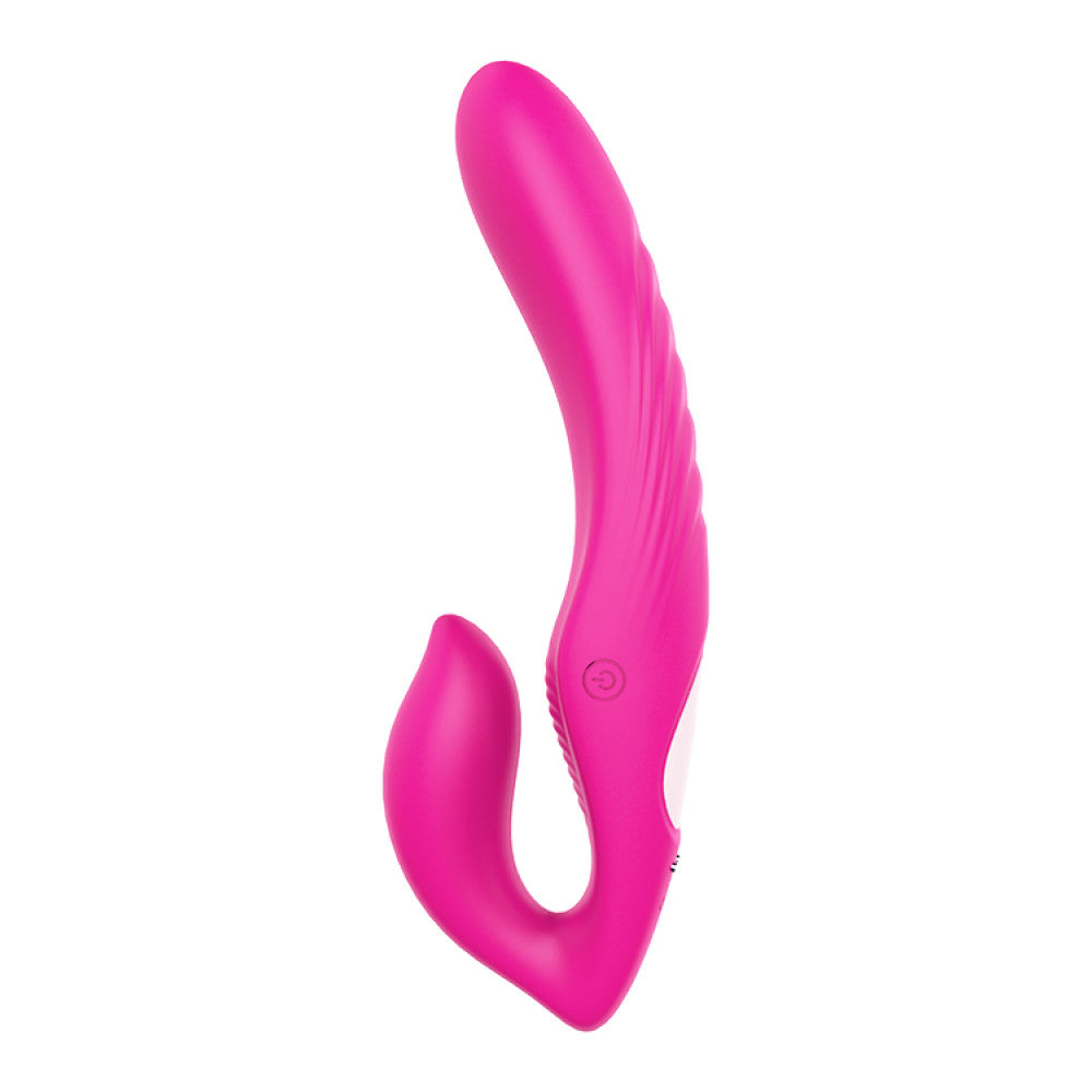 Strapless strap-on with rechargeable vibrating dildo and wireless remote