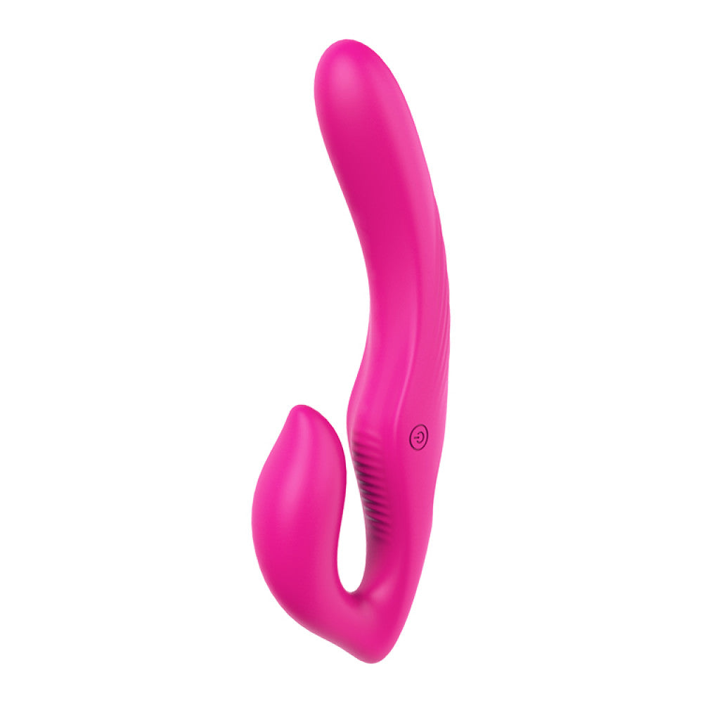 Strapless strap-on with rechargeable vibrating dildo and wireless remote