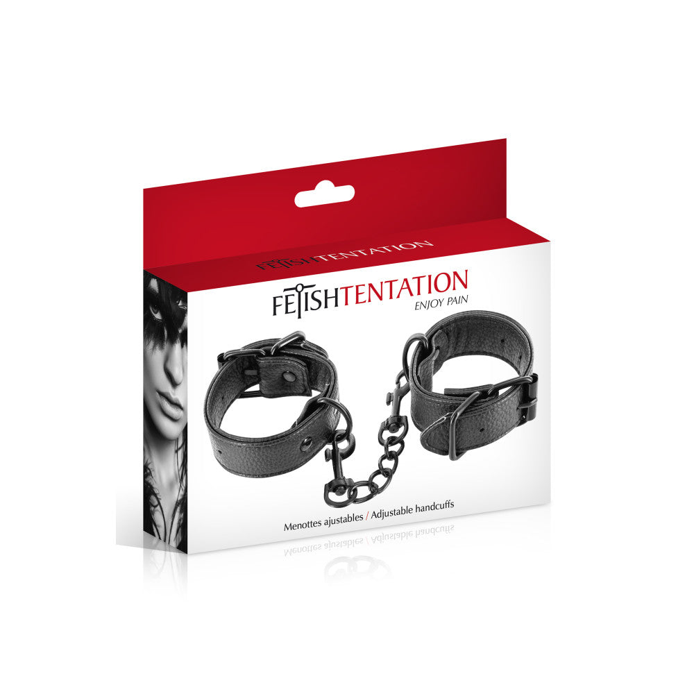 Stylish handcuffs made of eco leather Fetish Tentation black