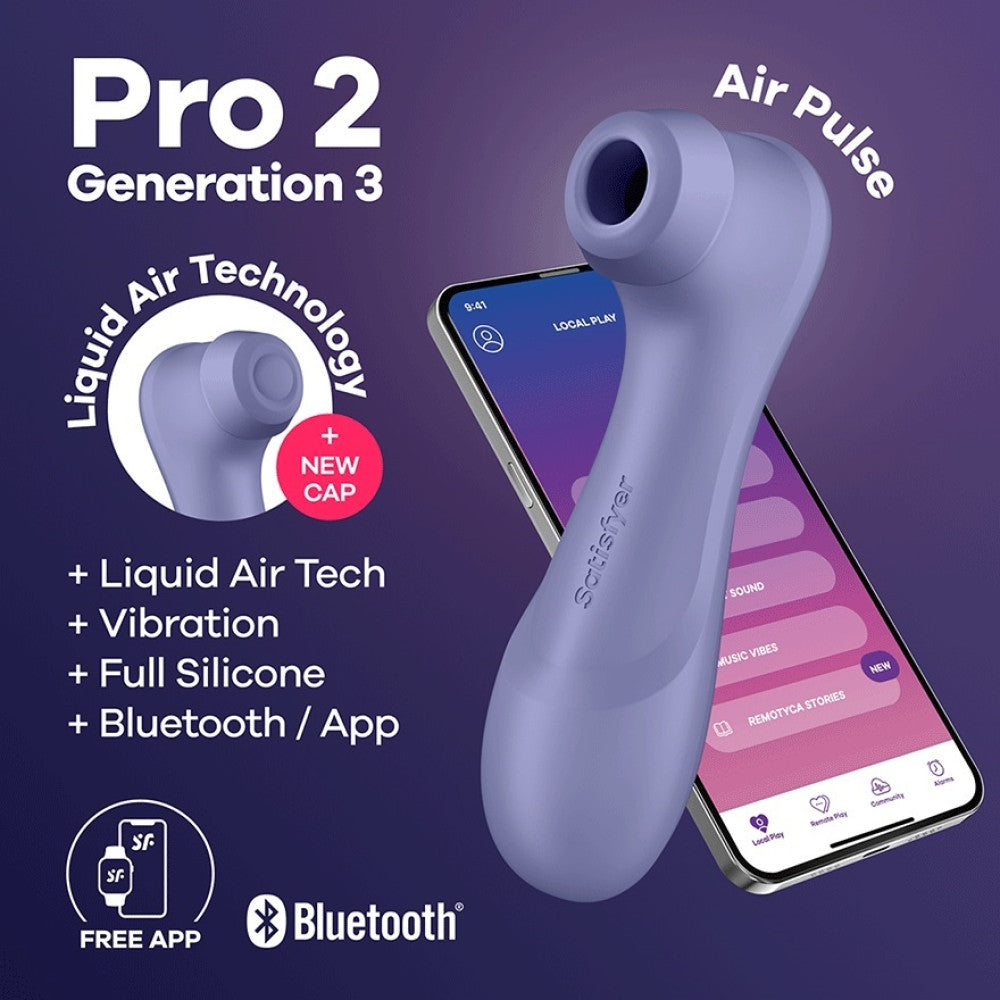 Suction stimulator with vibration and App Satisfyer Pro 2 Generation 3 purple