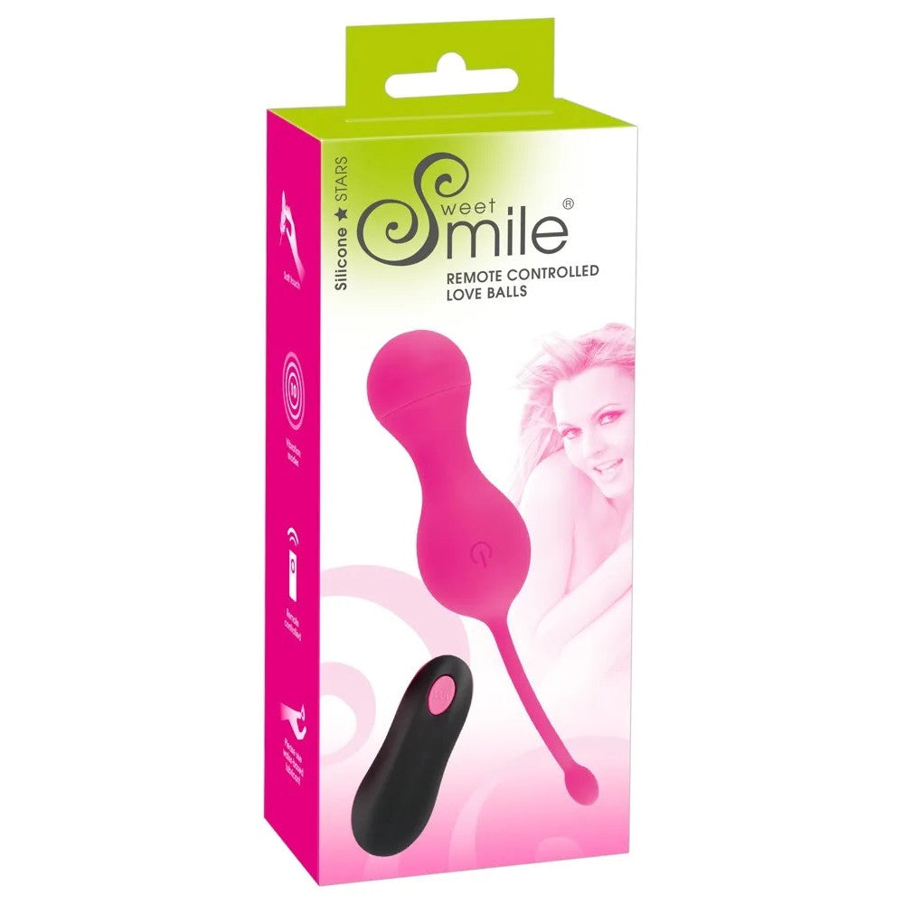 Sweet Smile Rechargeable Silicone Vibrating Balls with Remote