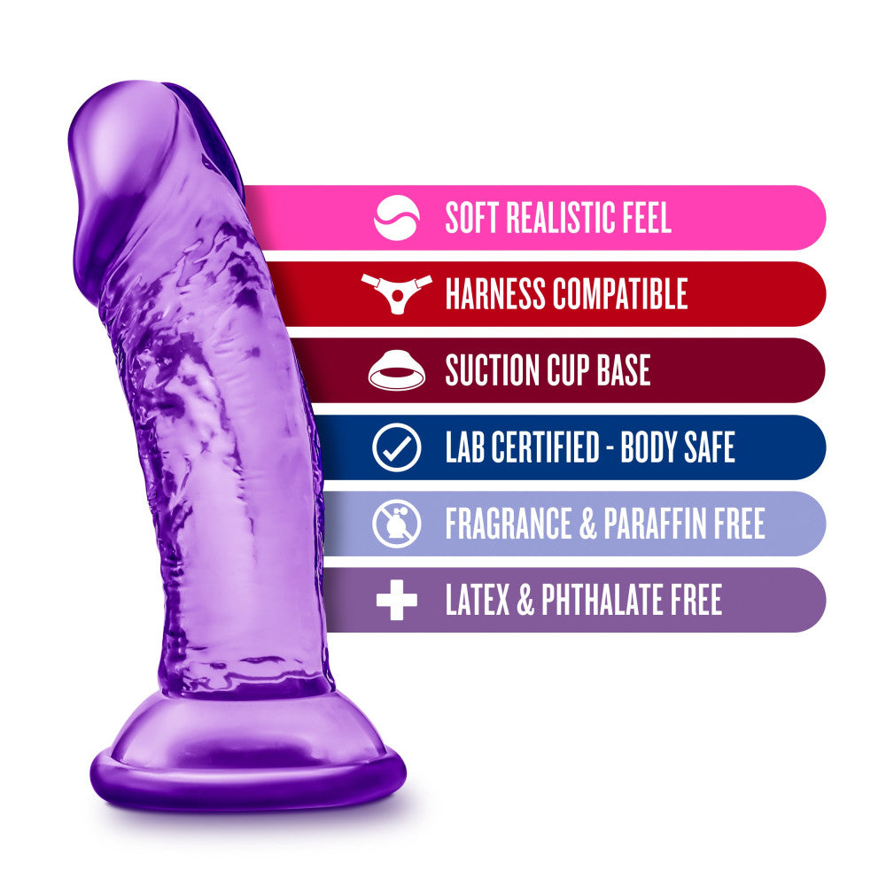 Sweet n Small 4" Purple Realistic Small Vacuum Base Dildo