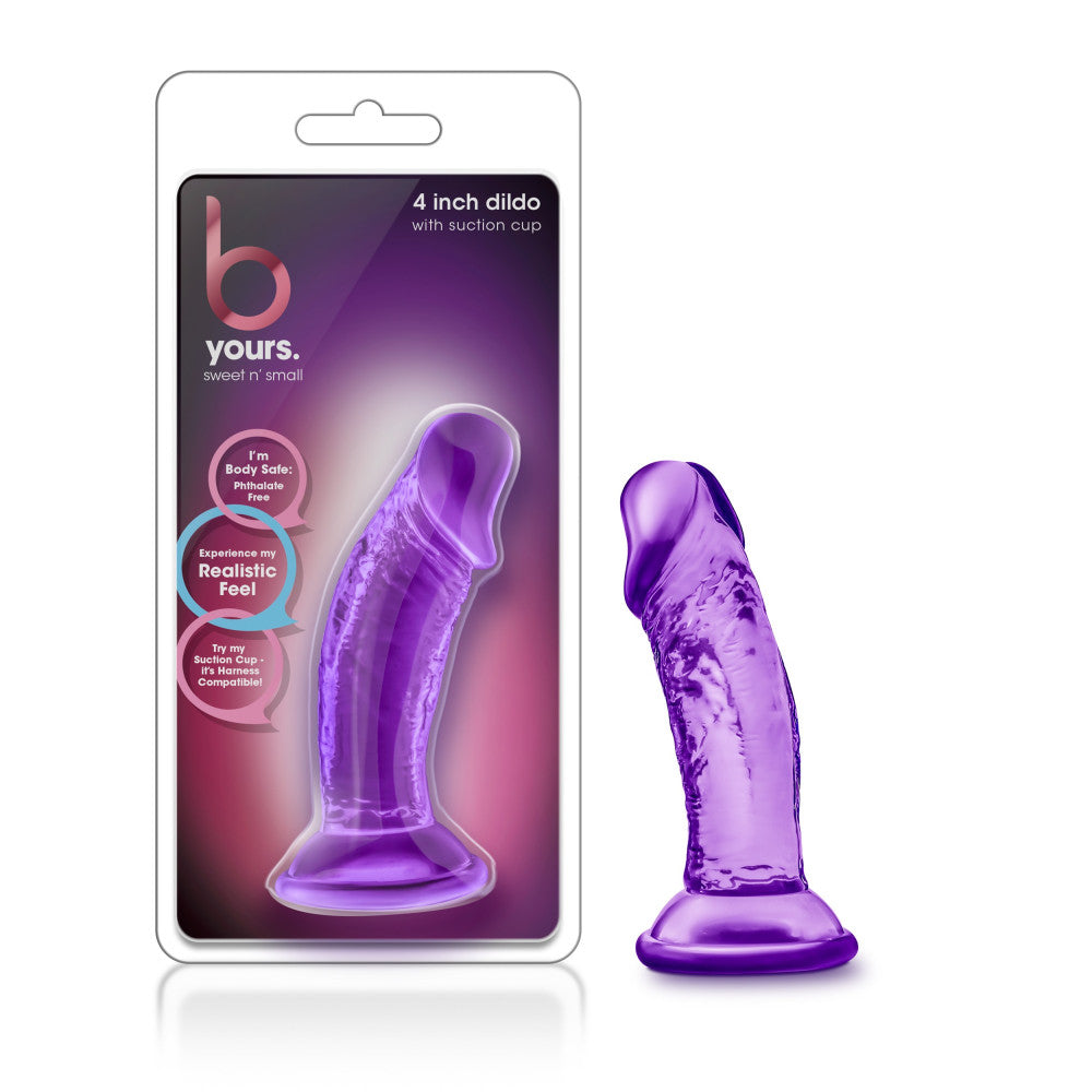 Sweet n Small 4" Purple Realistic Small Vacuum Base Dildo