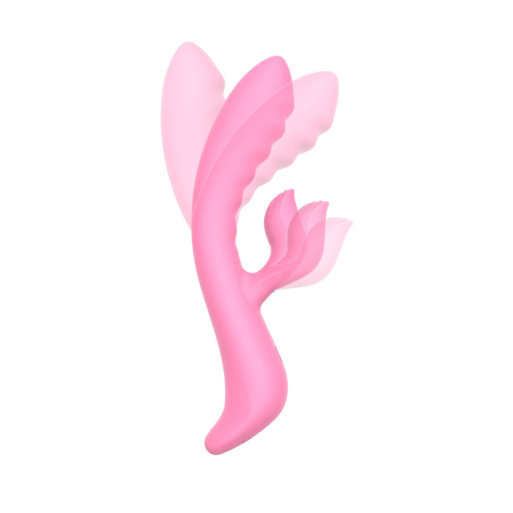 The Belle Pink Rechargeable Silicone Rabbit Vibrator with Thrusting Motions