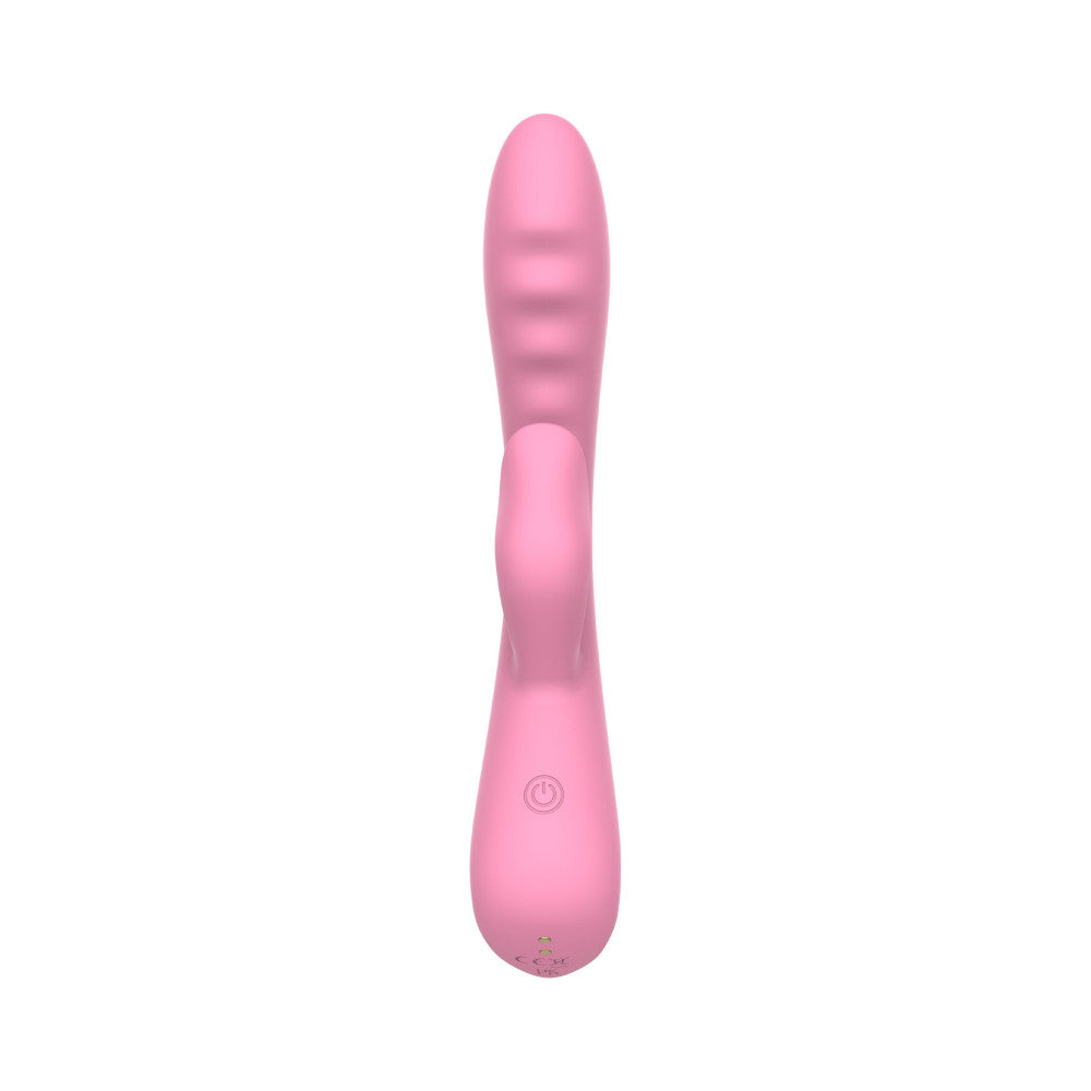 The Belle Pink Rechargeable Silicone Rabbit Vibrator with Thrusting Motions