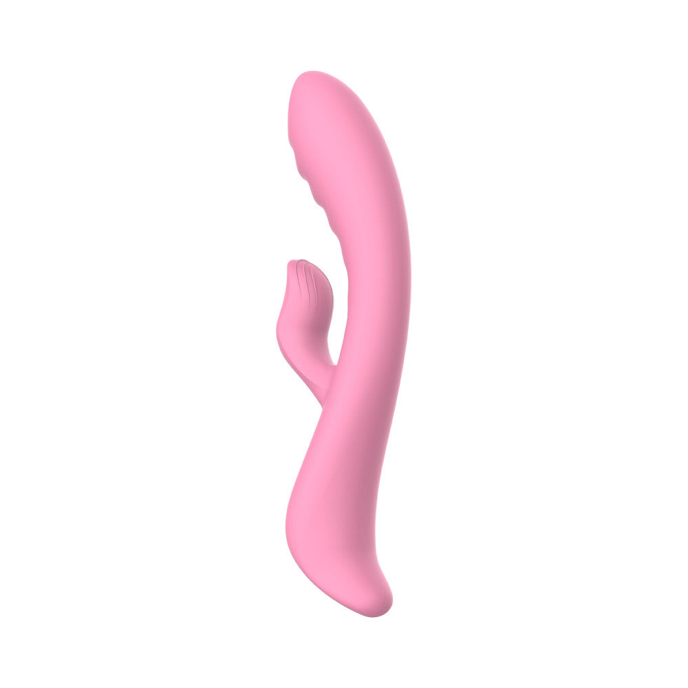 The Belle Pink Rechargeable Silicone Rabbit Vibrator with Thrusting Motions