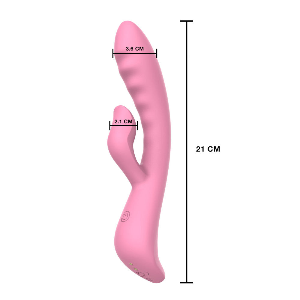 The Belle Pink Rechargeable Silicone Rabbit Vibrator with Thrusting Motions