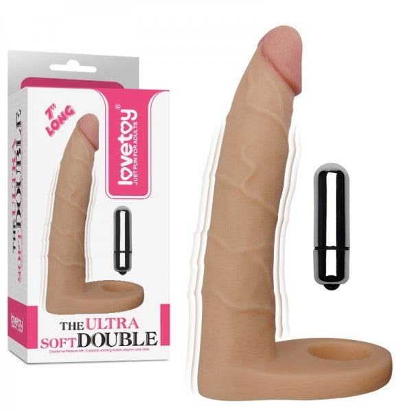 The Ultra Soft Double 7'' Vibrating Anal Dildo Cock Ring