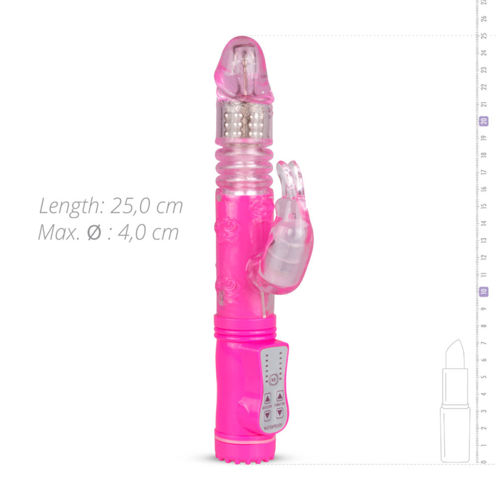 Thrusting Rabbit vibrator with movable rotating end "back and forth"