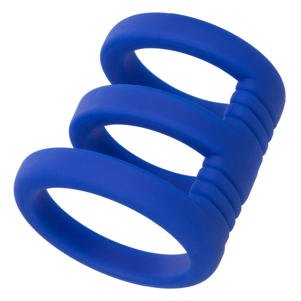 Triple penis ring made of silicone Admiral Triple Cock Cage blue