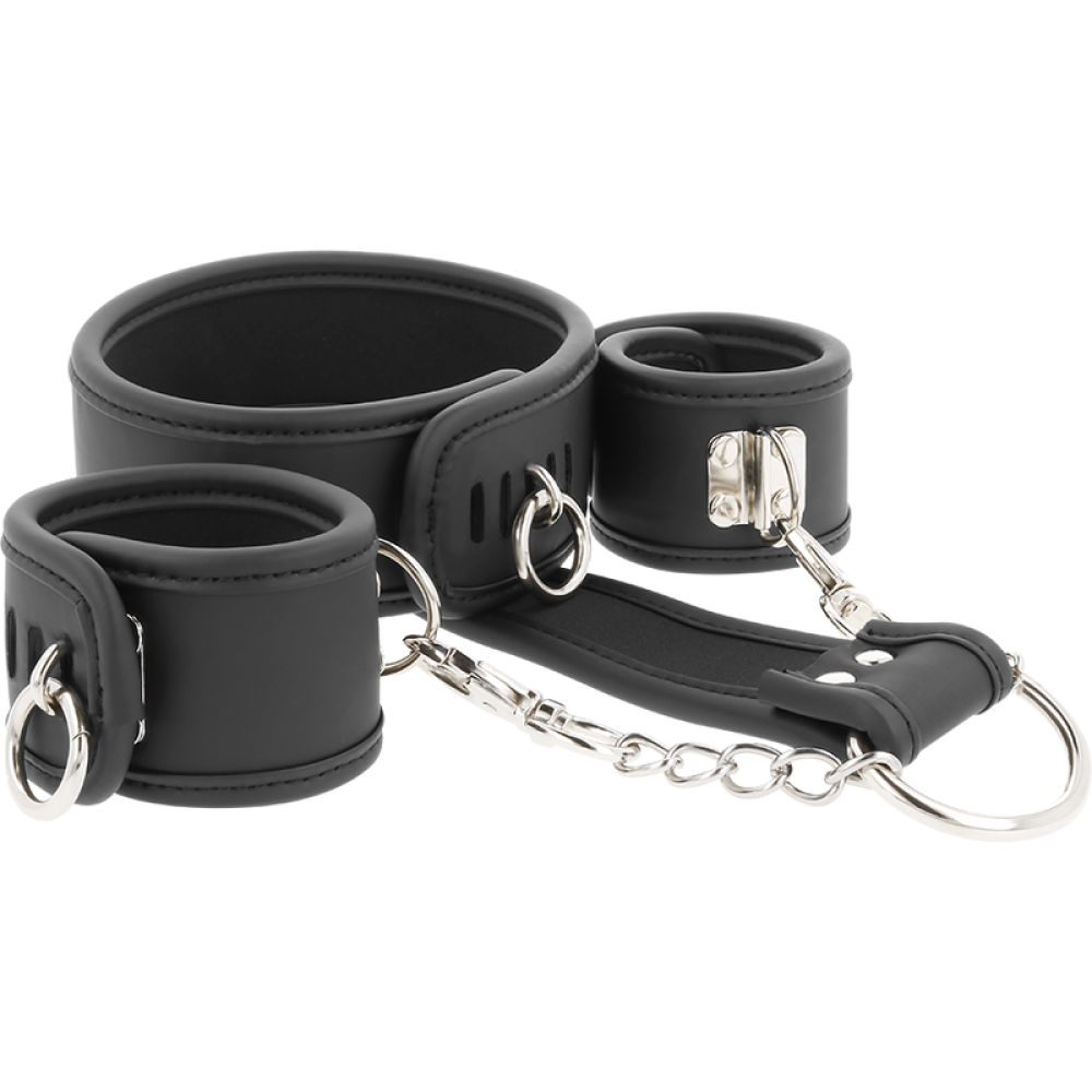 Vegan Neck and Hand Restraints Fetish Submissive Black