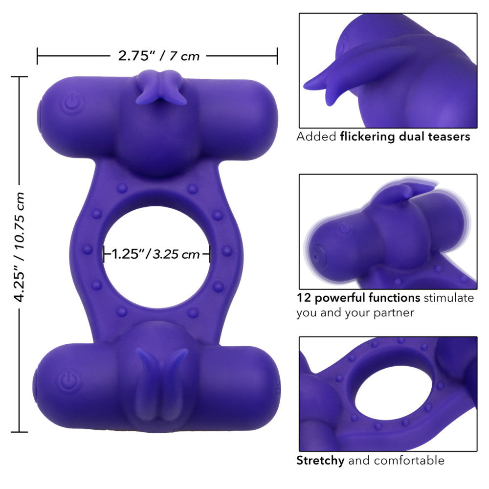 Vibrating Cock Ring with Two Stimulators Triple Orgasm Enhancer