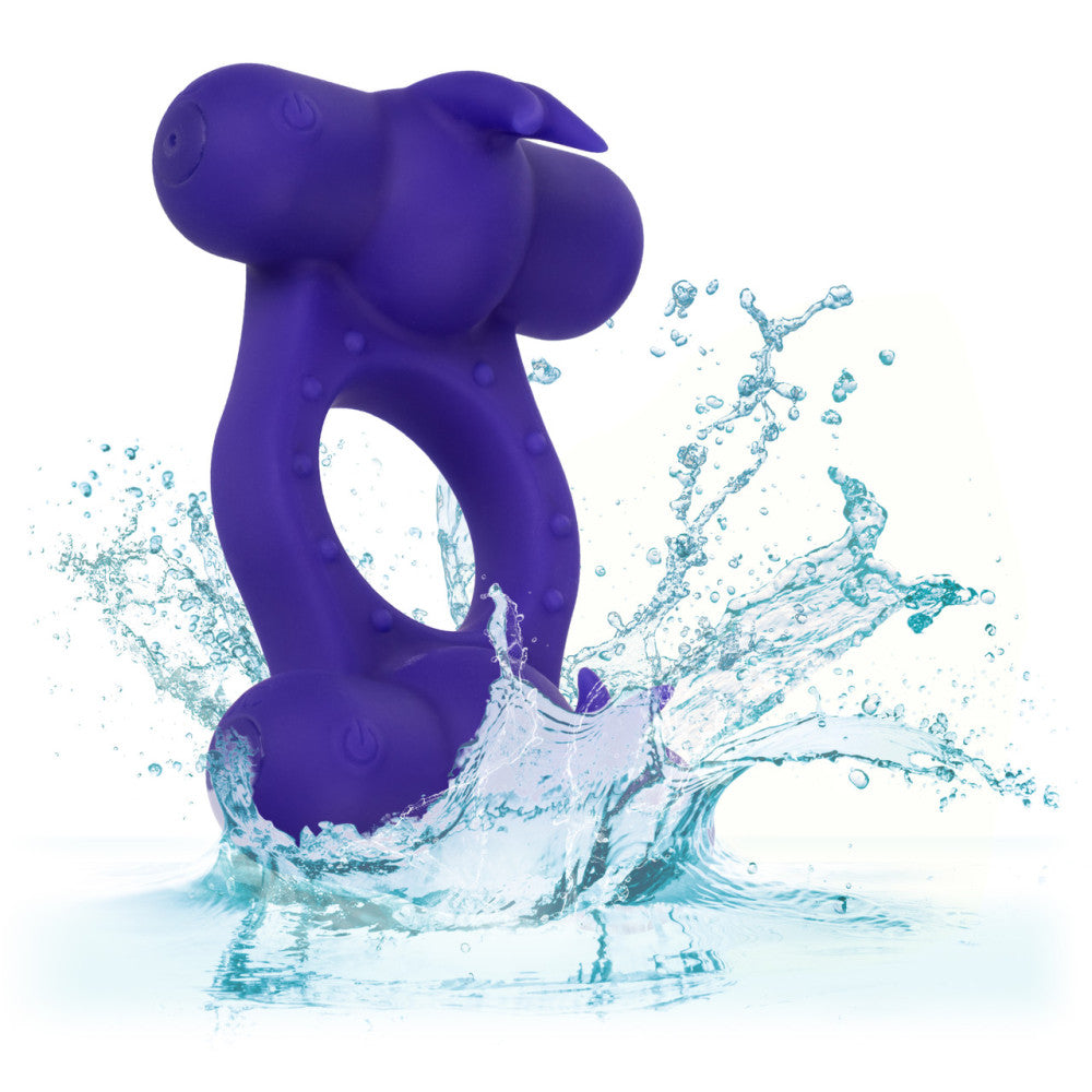Vibrating Cock Ring with Two Stimulators Triple Orgasm Enhancer