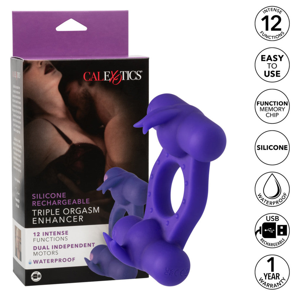 Vibrating Cock Ring with Two Stimulators Triple Orgasm Enhancer