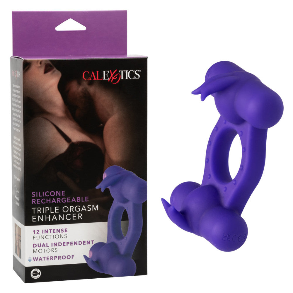 Vibrating Cock Ring with Two Stimulators Triple Orgasm Enhancer