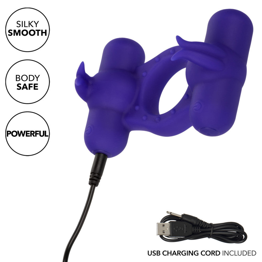 Vibrating Cock Ring with Two Stimulators Triple Orgasm Enhancer