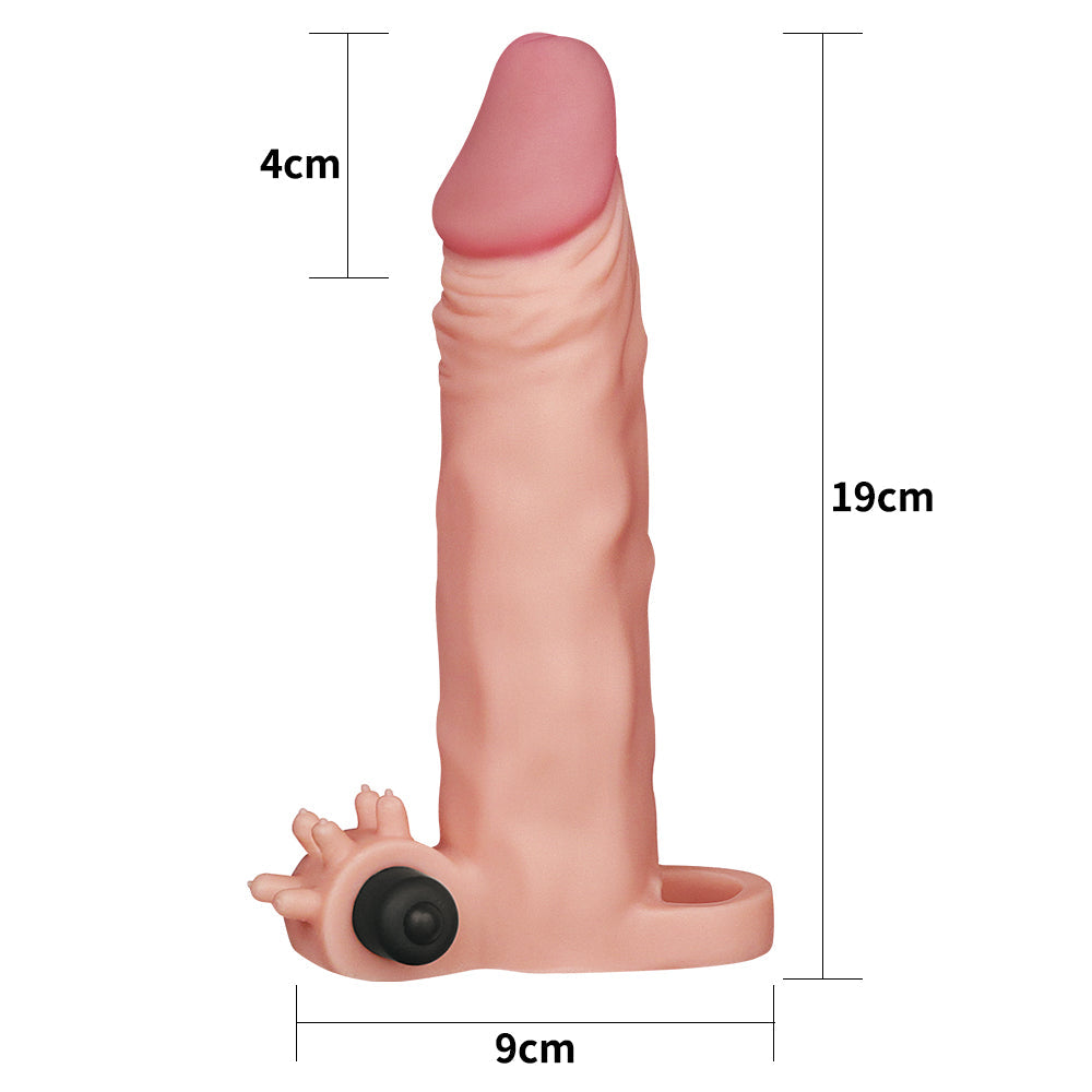 Vibrating Cyber Skin Penis Extender with Pleasure X-tender Ring