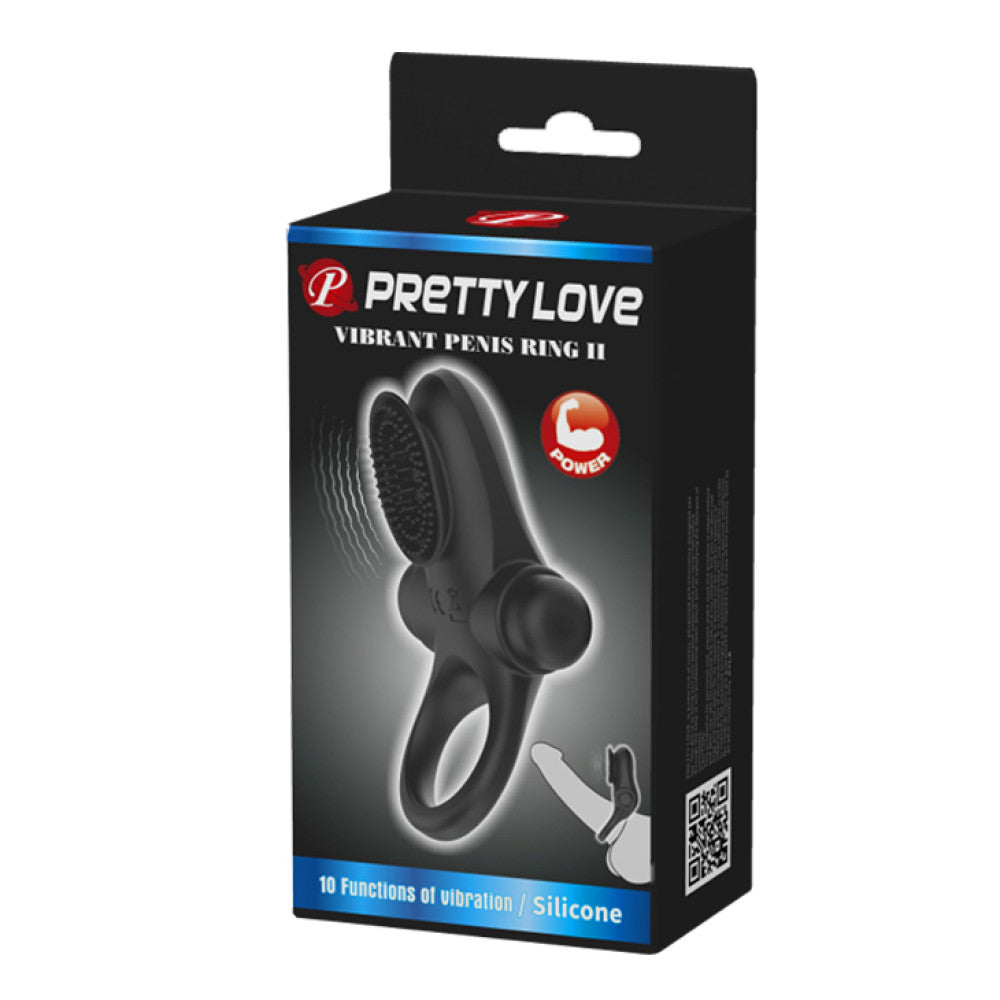 Vibrating Silicone Clitoral Stimulator Vibrant Cock Ring II Black