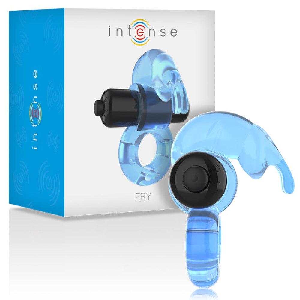 Vibrating cock ring with clitoris stimulator Fry blue