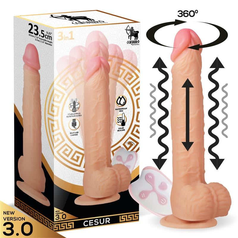 Vibrating dildo with up and down movement and remote Cesur