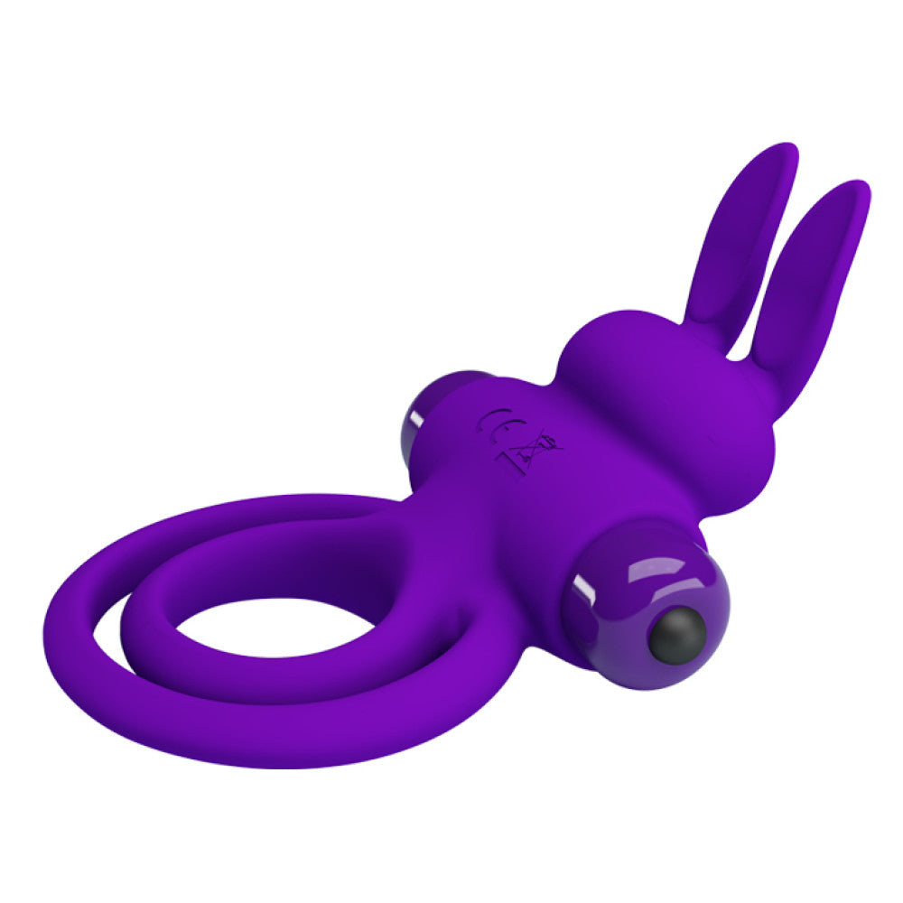 Vibrating double penis ring with clitoris stimulator made of silicone Ring III purple