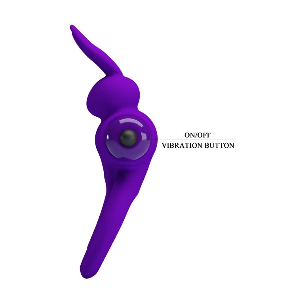 Vibrating double penis ring with clitoris stimulator made of silicone Ring III purple