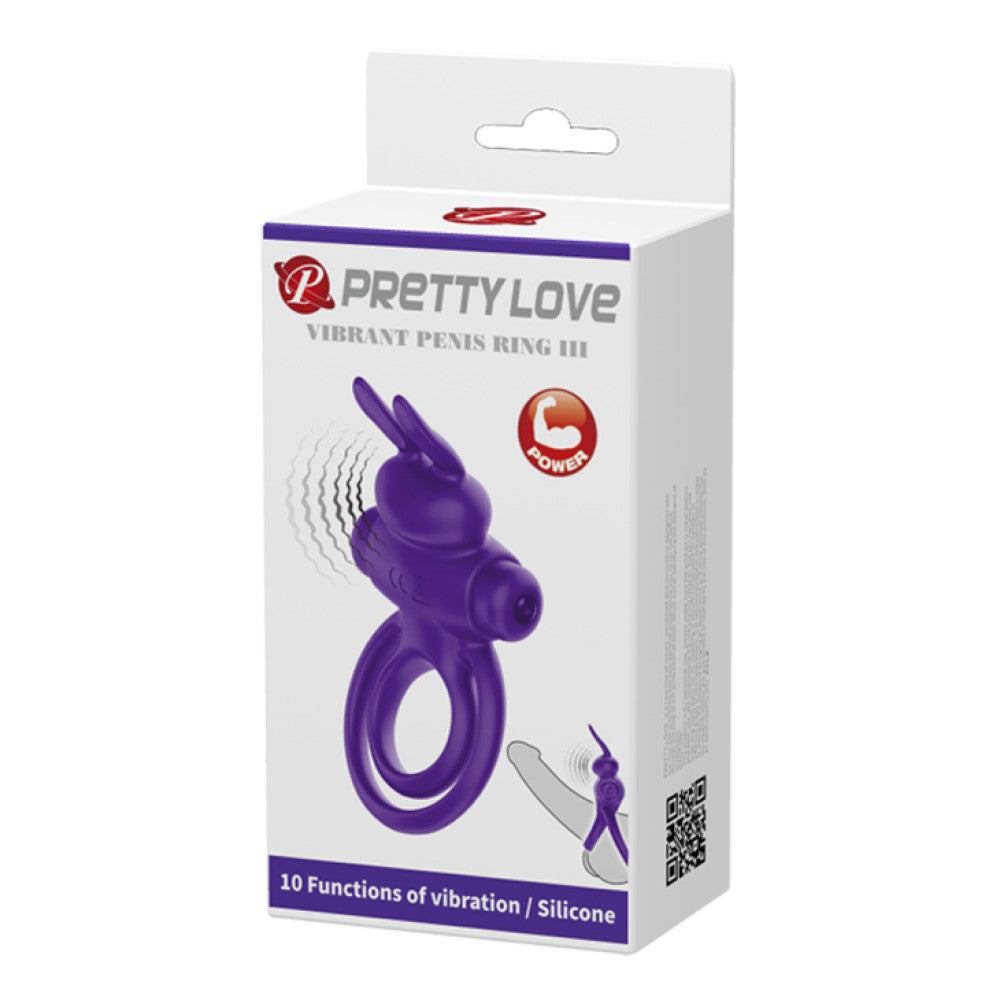 Vibrating double penis ring with clitoris stimulator made of silicone Ring III purple