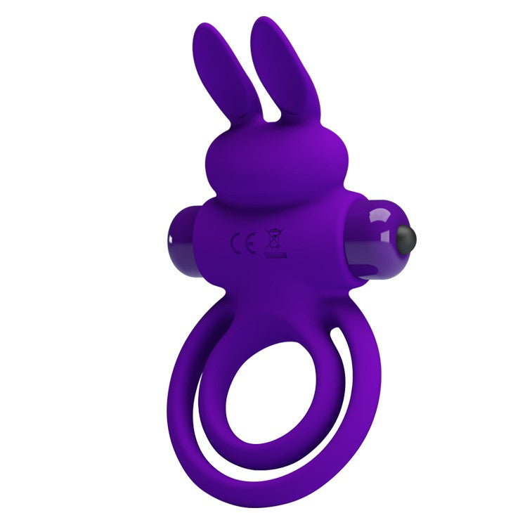 Vibrating double penis ring with clitoris stimulator made of silicone Ring III purple