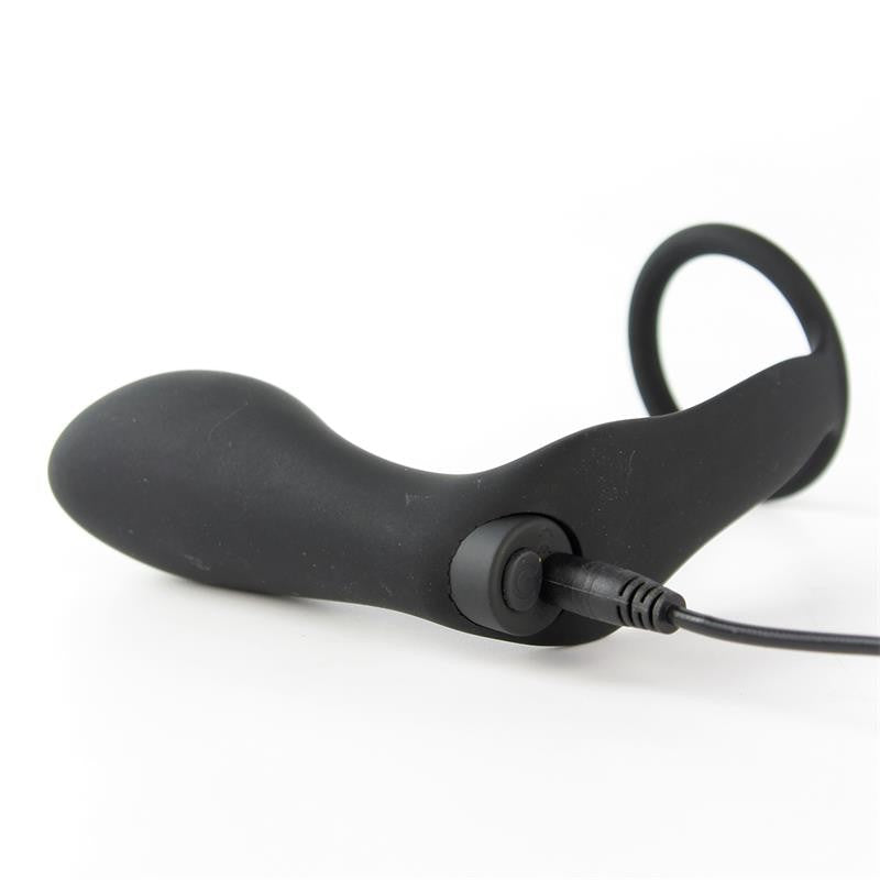 Vibrating silicone anal stimulator with Ansel ring