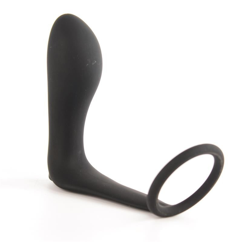 Vibrating silicone anal stimulator with Ansel ring