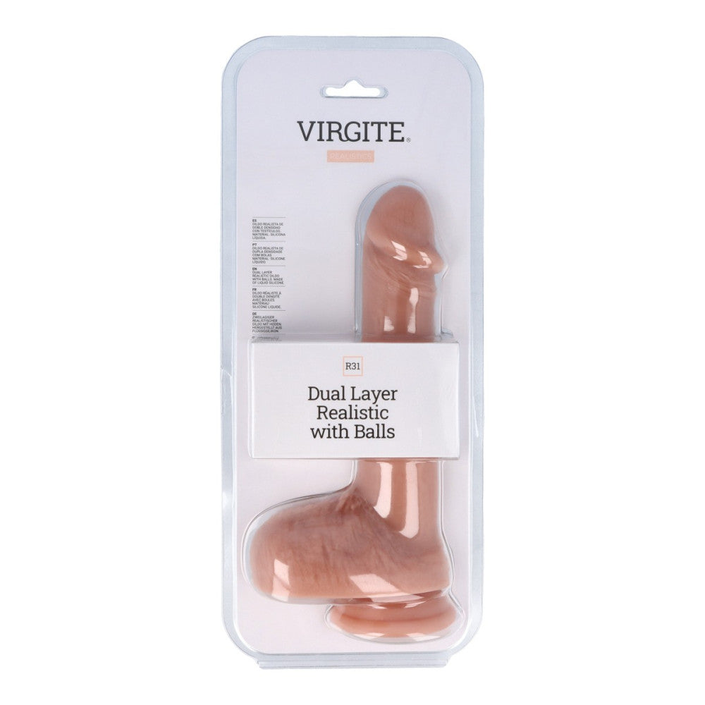 Virgite R31 Realistic double-layer silicone dildo with testicles