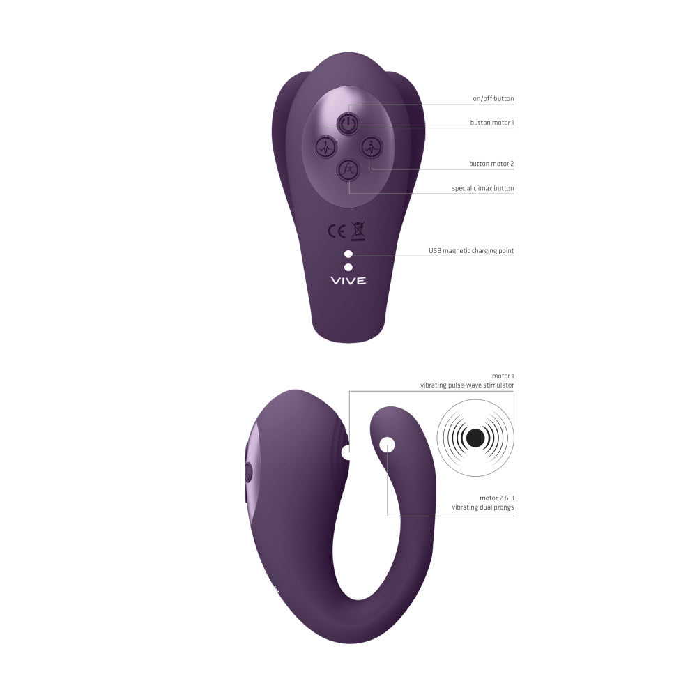 Vive Yoko 3 Motor Rechargeable Silicone Stimulator Purple