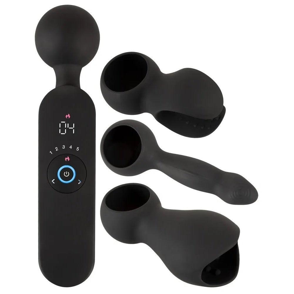 Wand massager with 3 attachments and heating Couples Choice