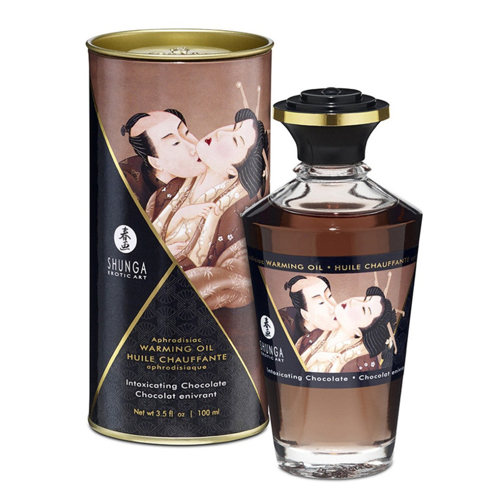 Warming massage oil Shunga with chocolate aroma 100 ml.